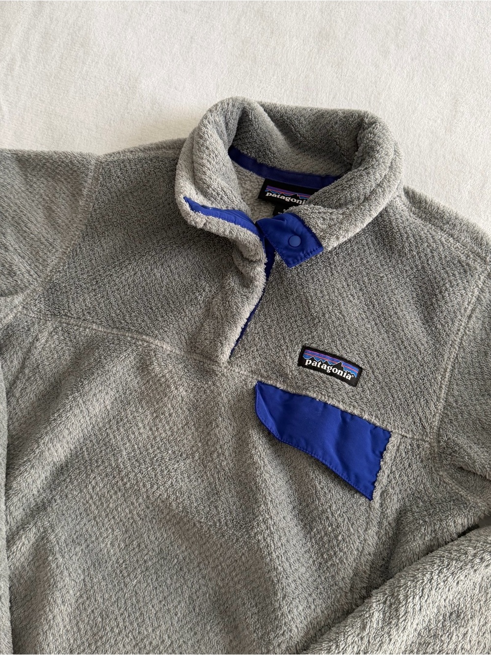 Patagonia Synchilla Snap-T Fleece Pullover Gray Blue Outdoor Jacket Woman's S